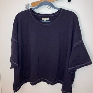 Madewell Boxy Crop 2X Navy and White